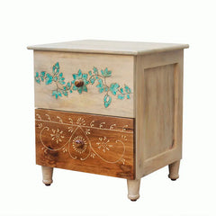 Solid Wood Bedside Table with Drawers