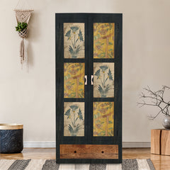 Black Beauty 2 Door Wardrobe with Wheel Castor - Fabuliv