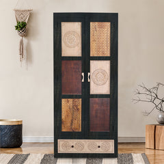 Morris Handcarved 2 Door Wardrobe with Wheel Castor - Fabuliv