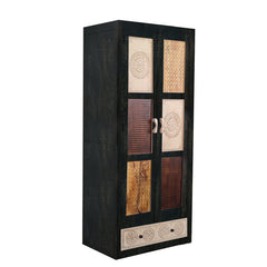 Morris Handcarved 2 Door Wardrobe with Wheel Castor - Fabuliv