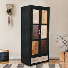 Morris Handcarved 2 Door Wardrobe with Wheel Castor - Fabuliv