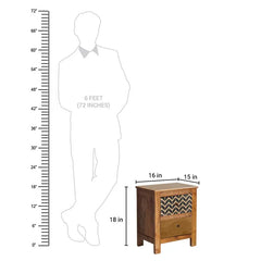 Jason Solid Wood Bedside Table with two Drawers - Fabuliv