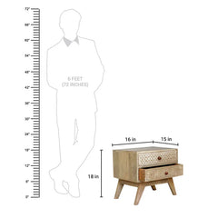 Dravidian Hand Carved Solid Wood Bedside Table - Fabuliv