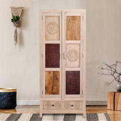 Manella Handcarved 2 Door Wardrobe - Fabuliv