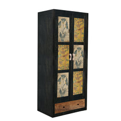 Black Beauty 2 Door Wardrobe with Wheel Castor - Fabuliv