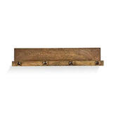 Natural wooden ledge with hooks