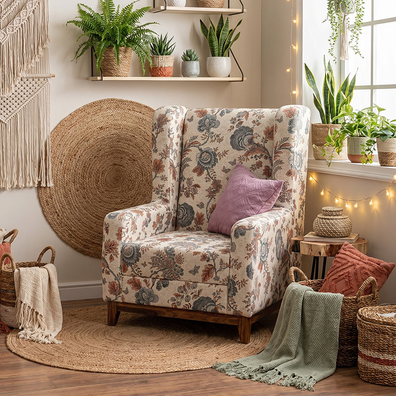 Vilius Lounge Chair in Printed Fabric
