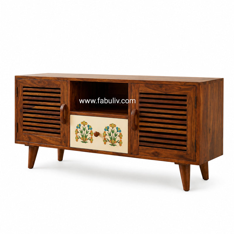 Cynthia Hand Painted TV Unit in Sheesham Wood