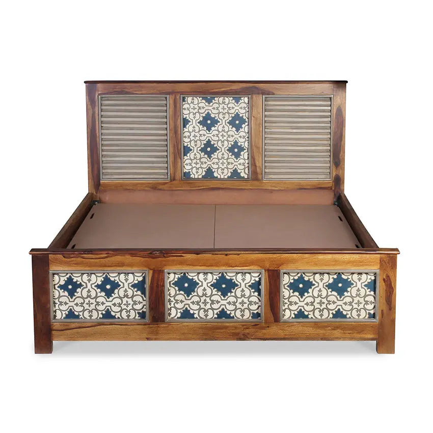 Kolam Hand Painted Solid Wood Bed