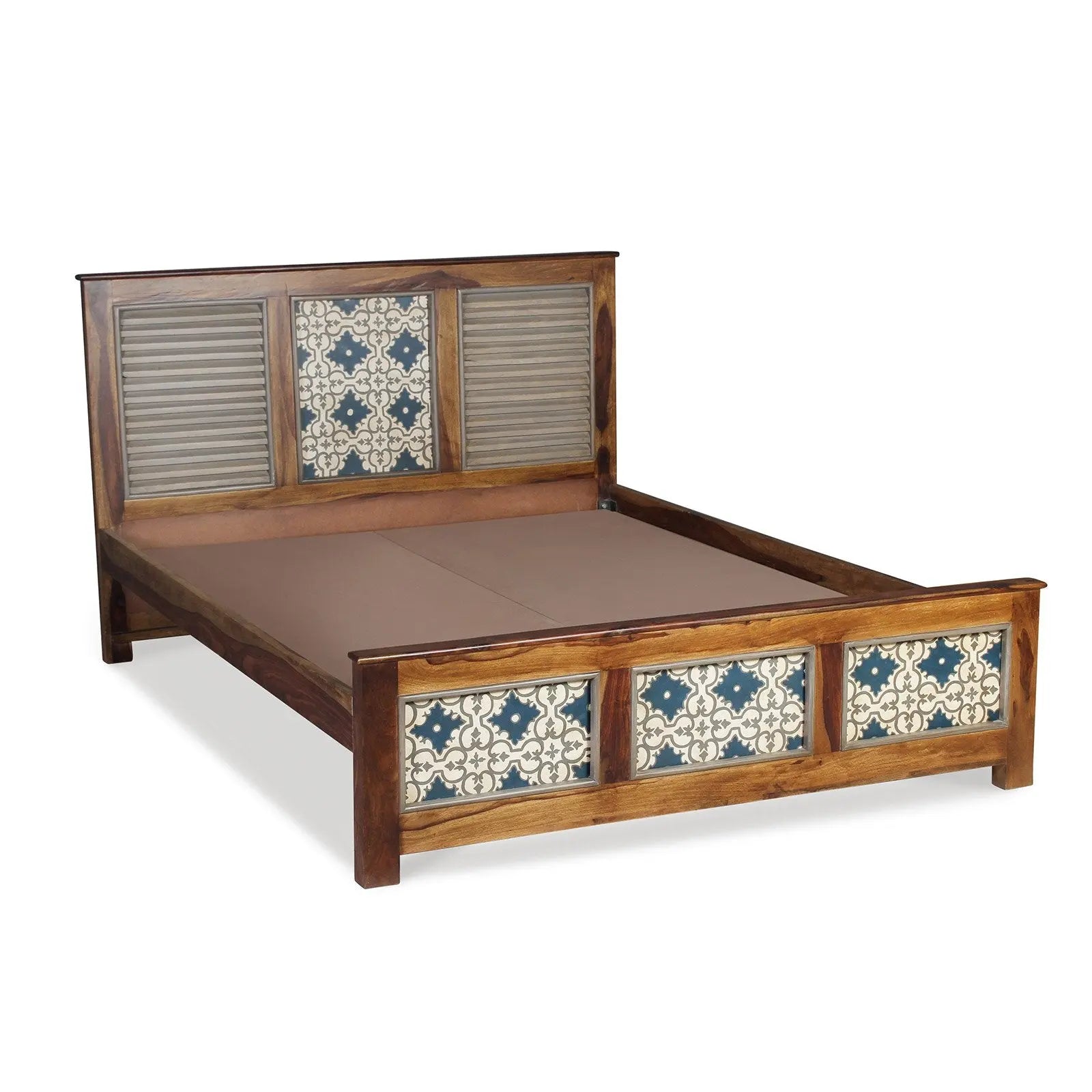 Kolam Hand Painted Solid Wood Bed