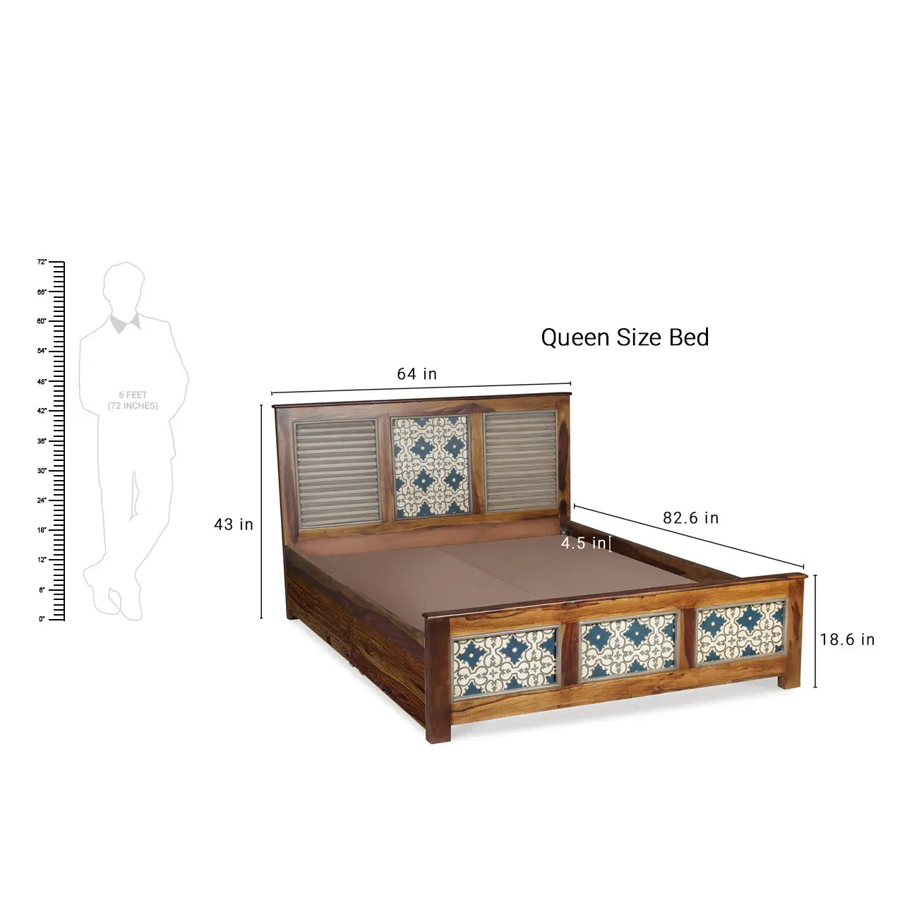 Kolam Hand Painted Solid Wood Bed