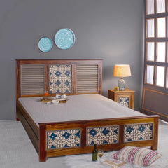 Kolam Hand Painted Solid Wood Bed