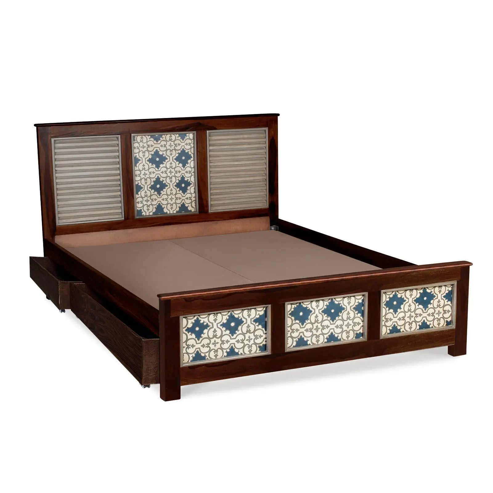 Kolam Hand Painted Solid Wood Bed