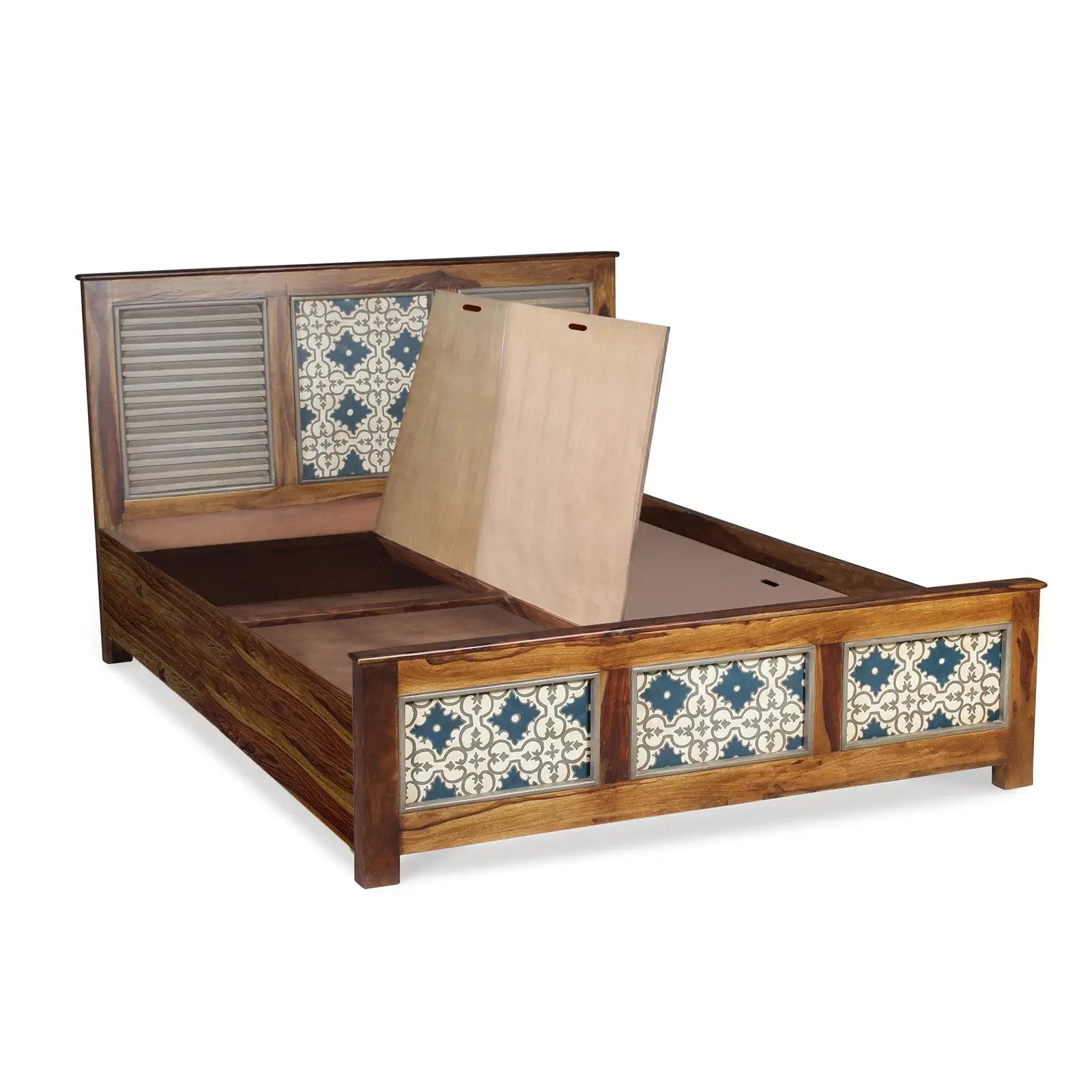 Kolam Hand Painted Solid Wood Bed