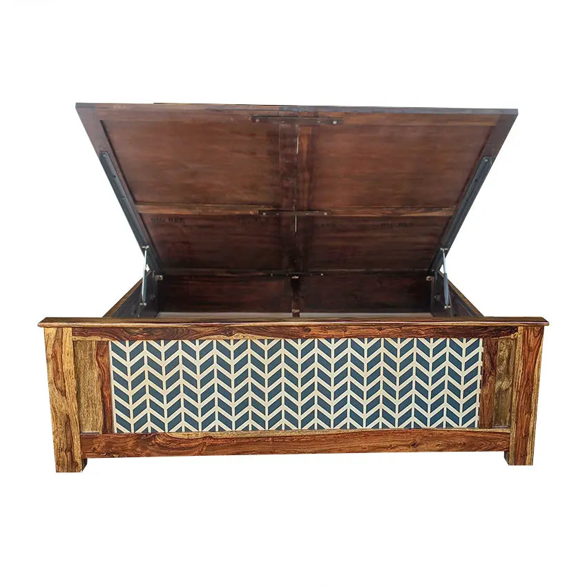 Margot Hand Painted Solid Wood Bed with Storage