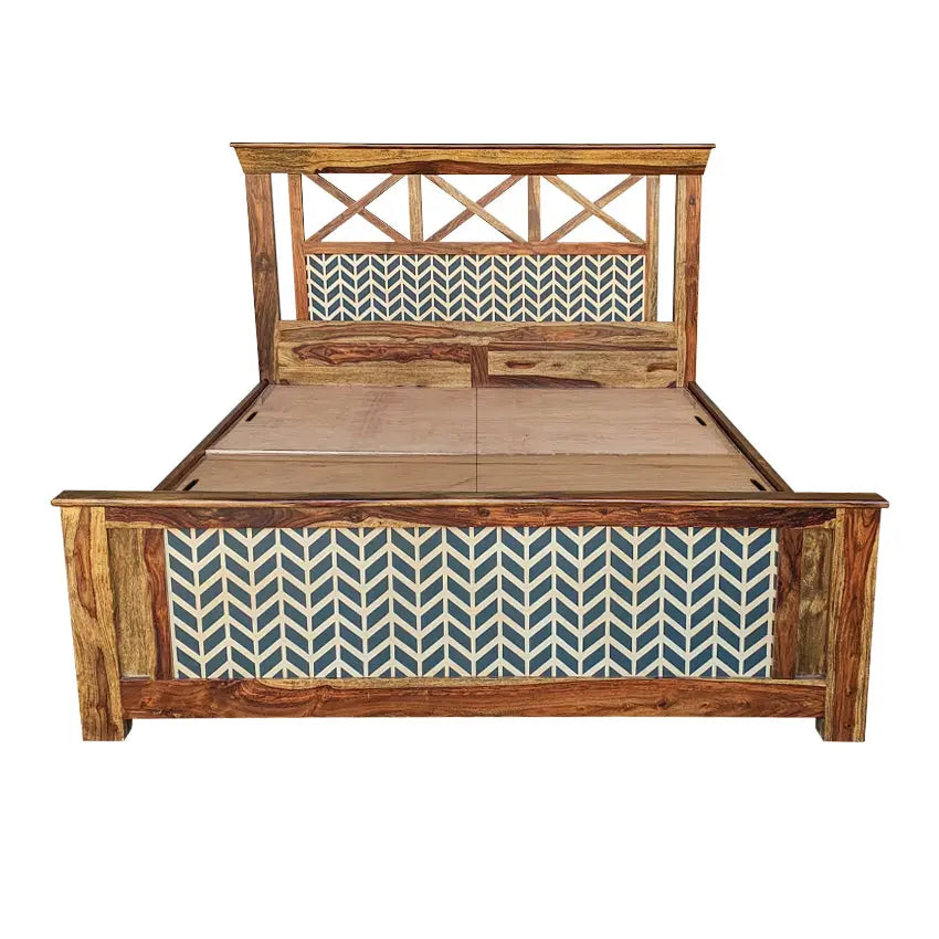 Margot Hand Painted Solid Wood Bed with Storage