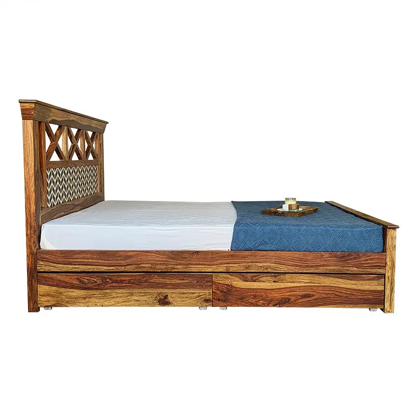 Margot Hand Painted Solid Wood Bed with Storage