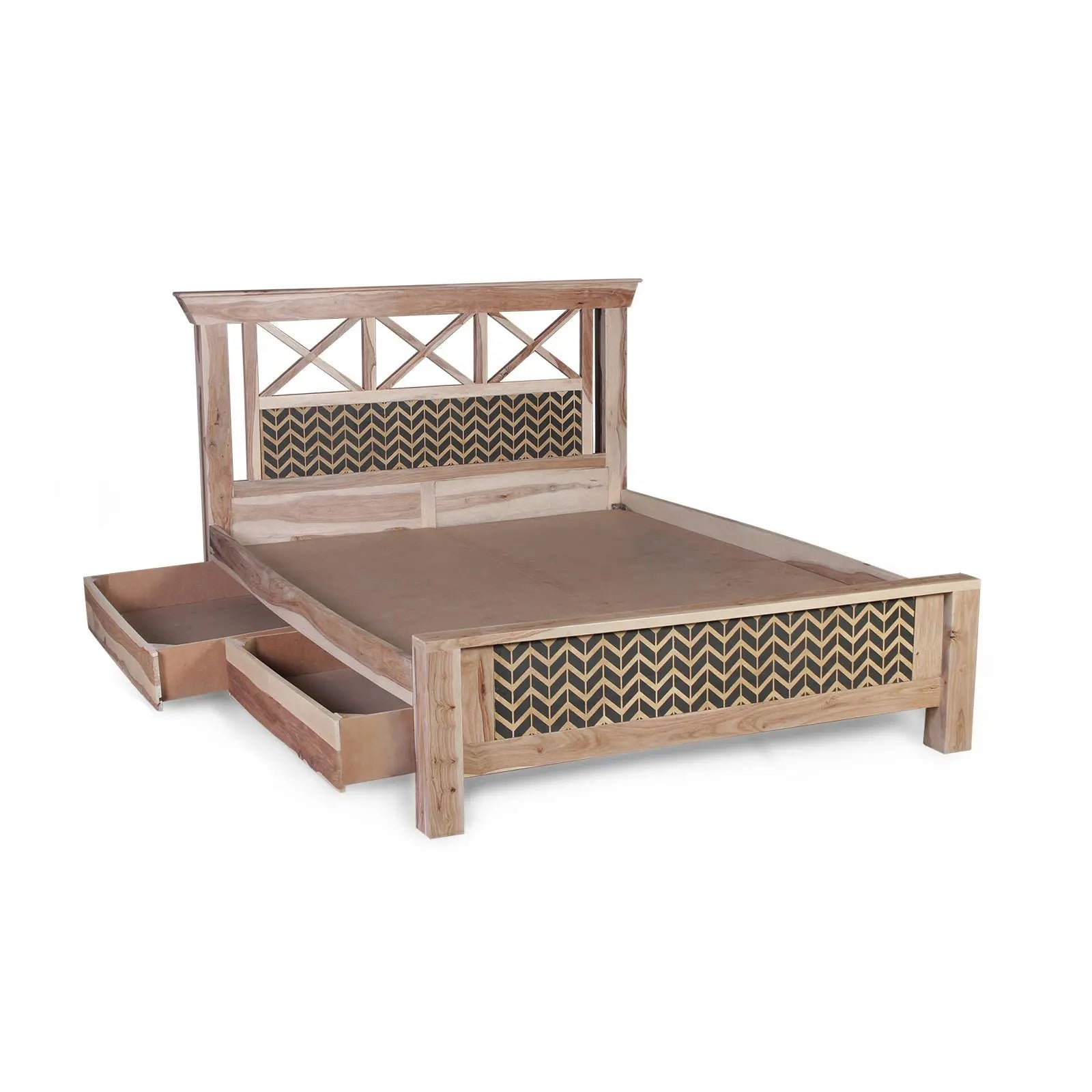Margot Hand Painted Solid Wood Bed with Storage