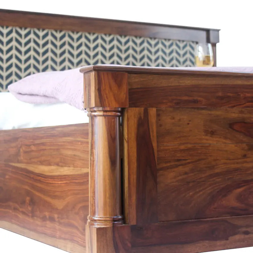 Raison Hand Painted Solid Wood Bed with Storage