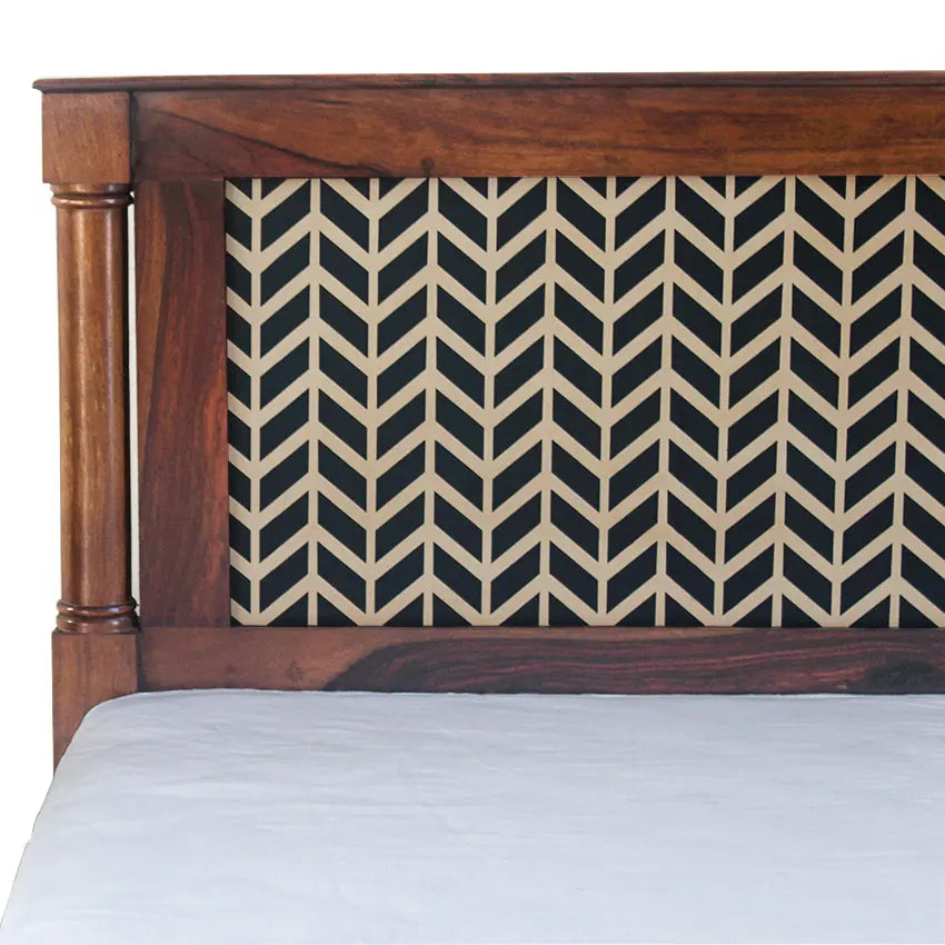 Raison Hand Painted Solid Wood Bed with Storage