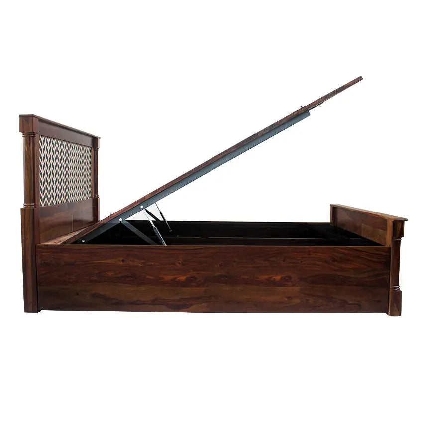 Raison Hand Painted Solid Wood Bed with Storage