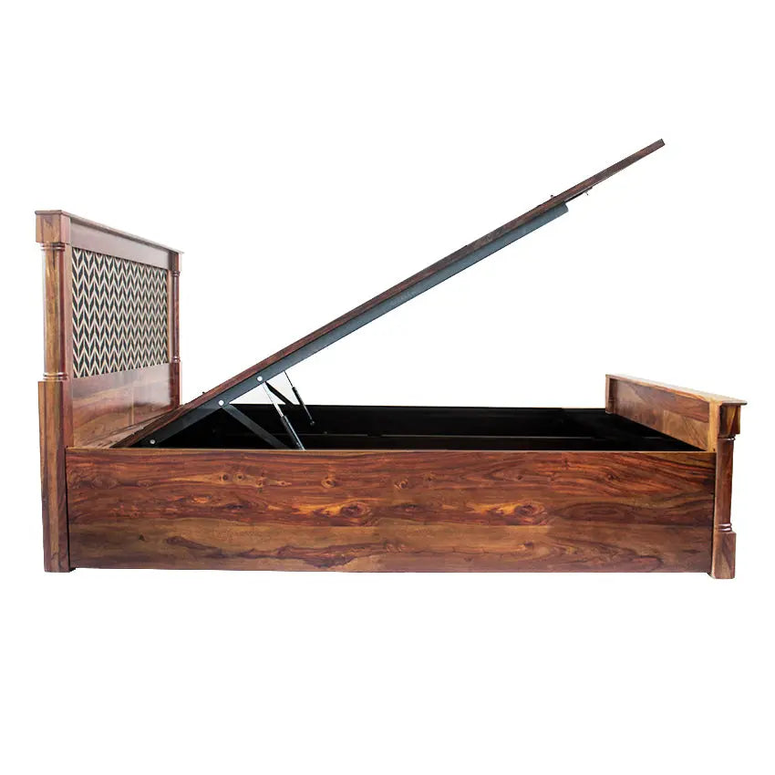 Raison Hand Painted Solid Wood Bed with Storage