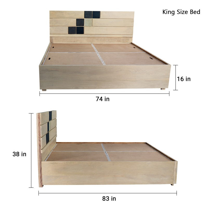 Drippy Blue Double Bed with Box Storage