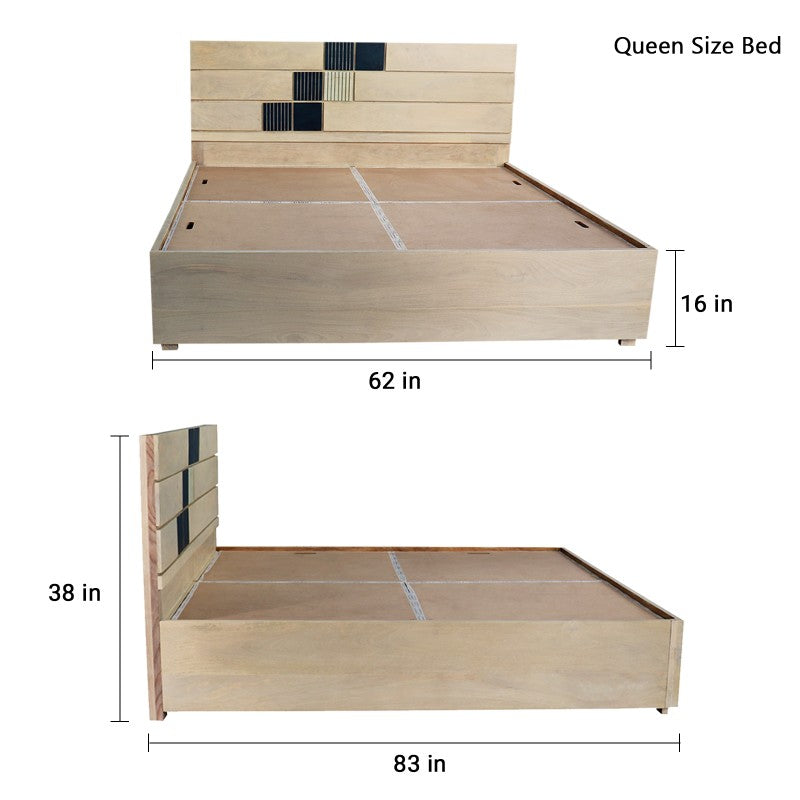 Drippy Blue Double Bed with Box Storage