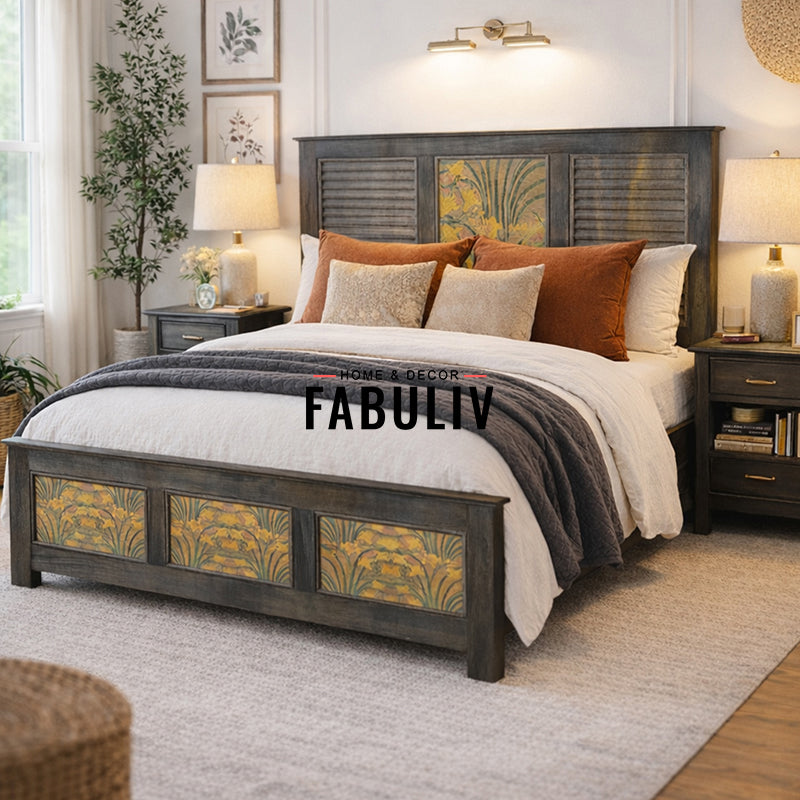 Lily Hand Painted Solid Wood Bed