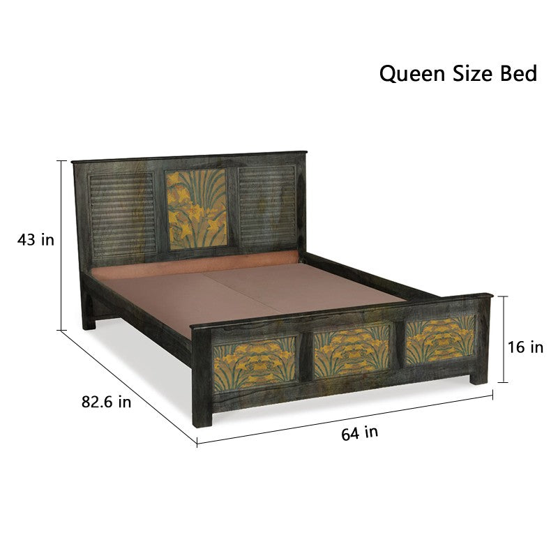 Lily Hand Painted Solid Wood Bed