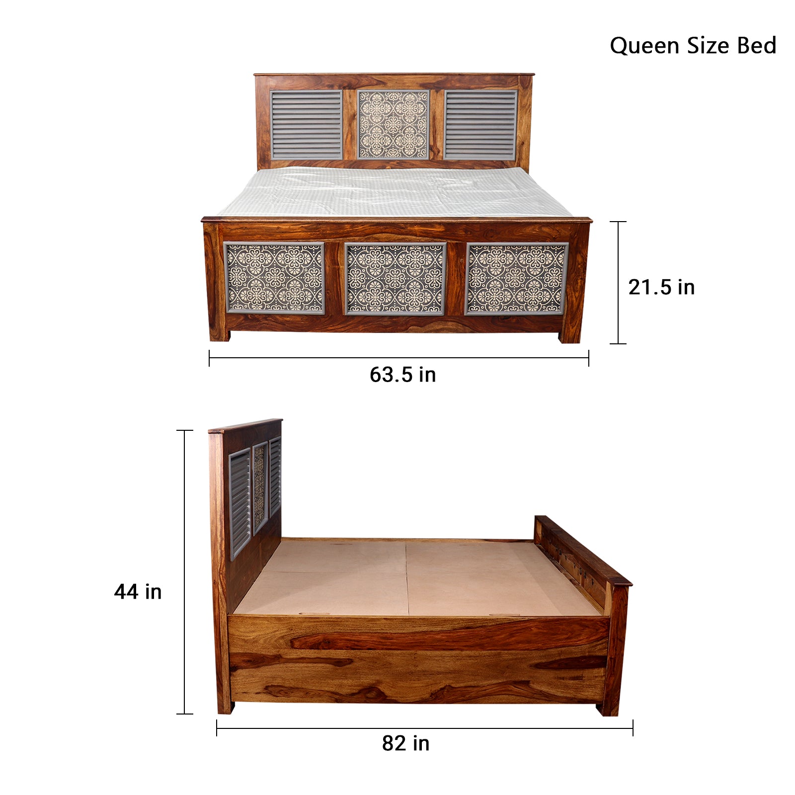 Felice Solid Wood Bed with Hand Painting