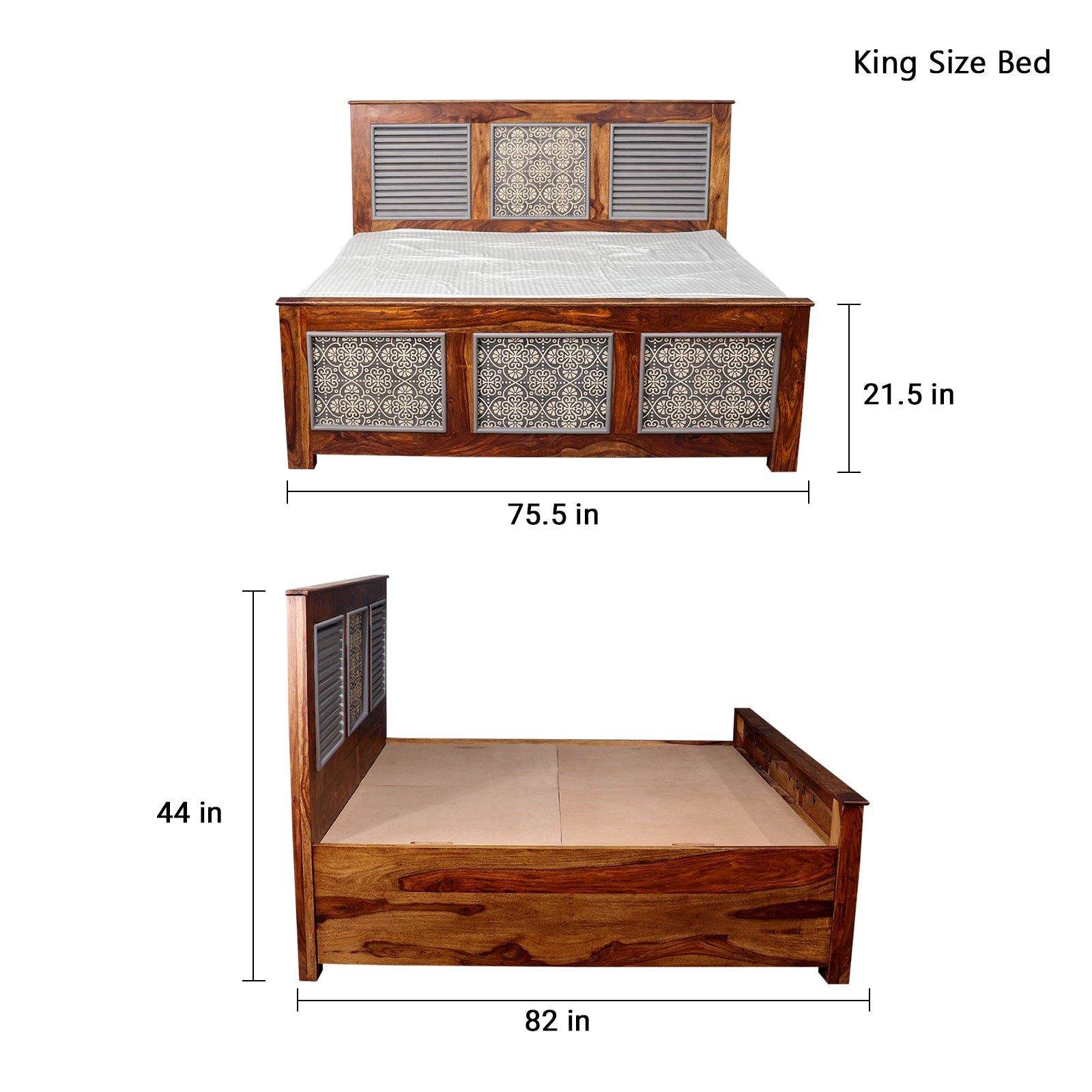 Felice Solid Wood Bed with Hand Painting