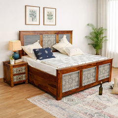 Felice Solid Wood Bed with Hand Painting