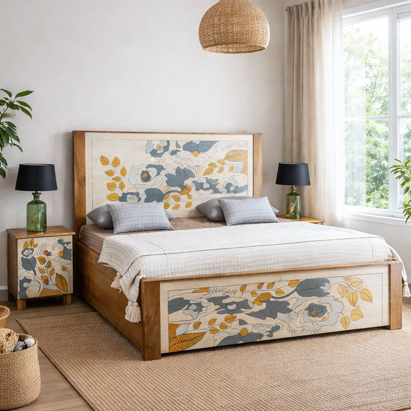 Winifred Solid Wood Bed with Hand Carving