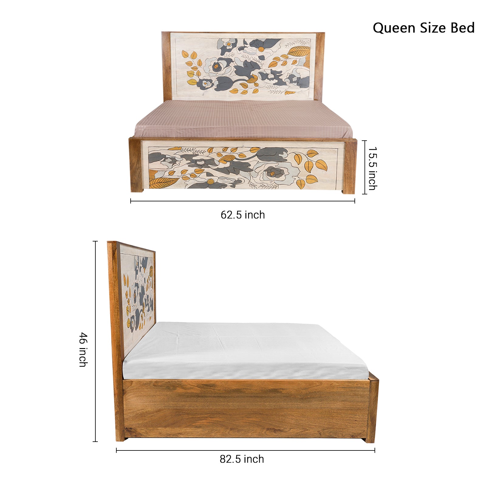 Winifred Solid Wood Bed with Hand Carving