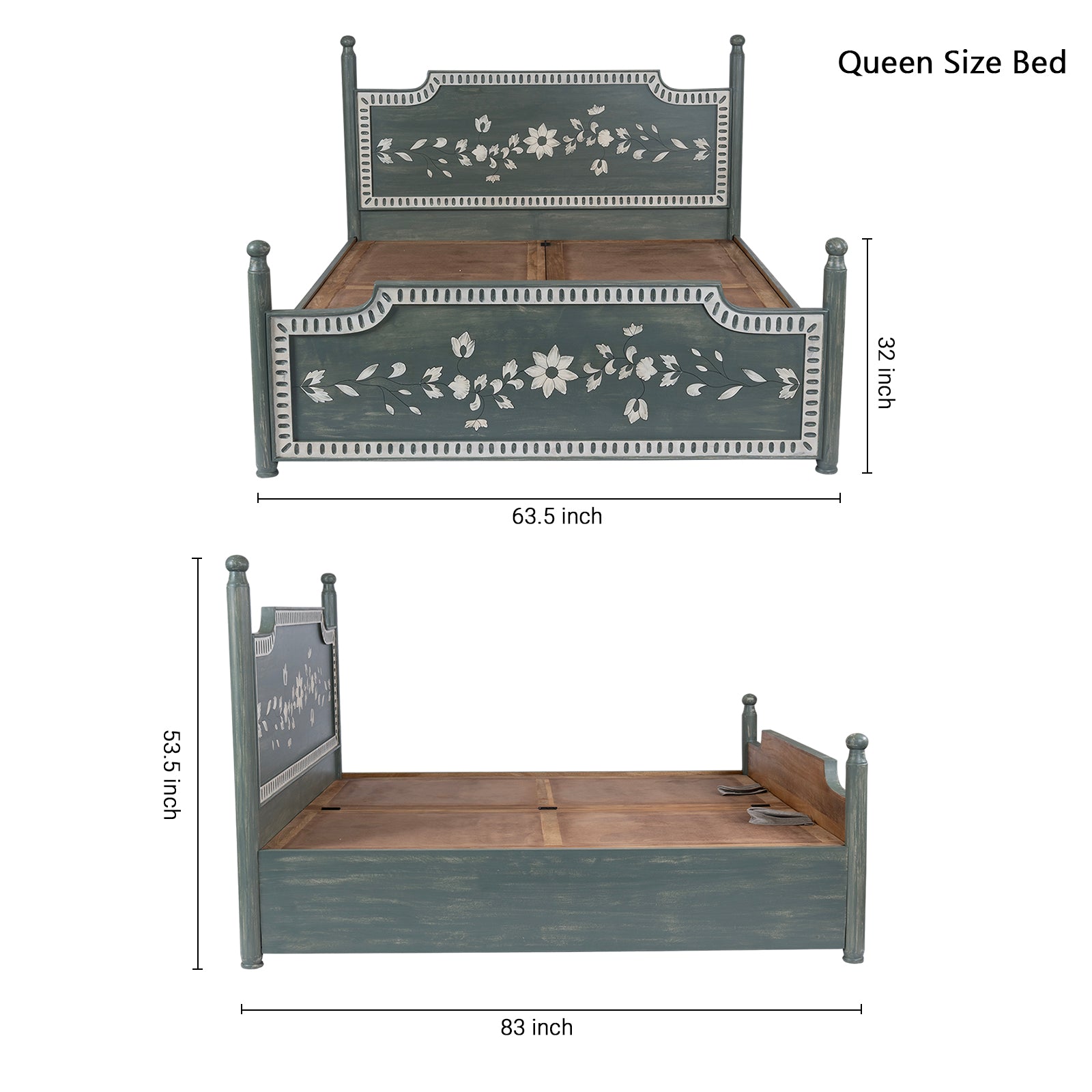 Olive Athens Solid Wood Bed