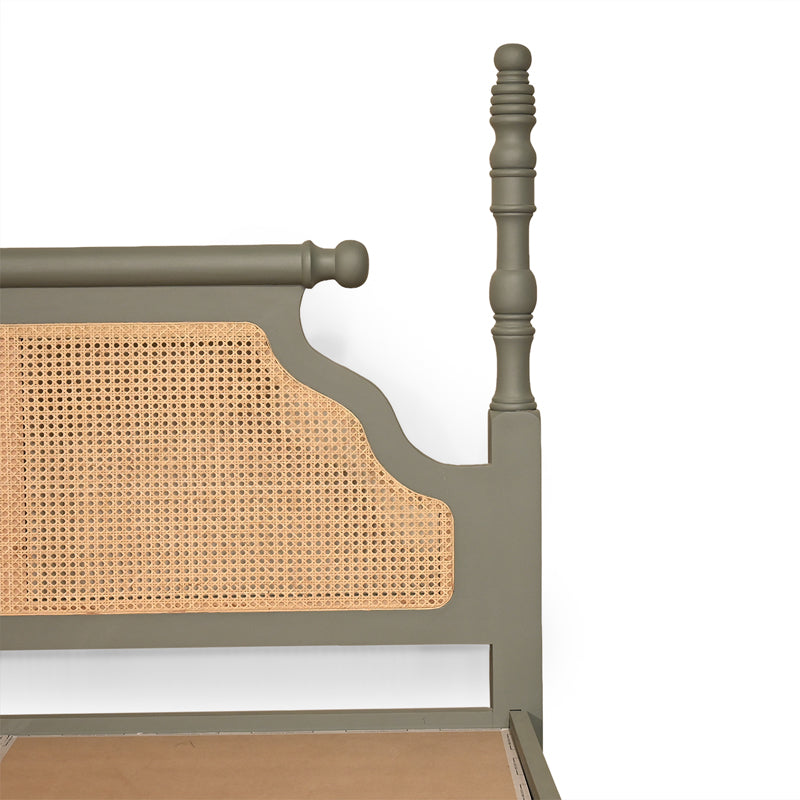 Aviora Solid Wood Bed with Rattan