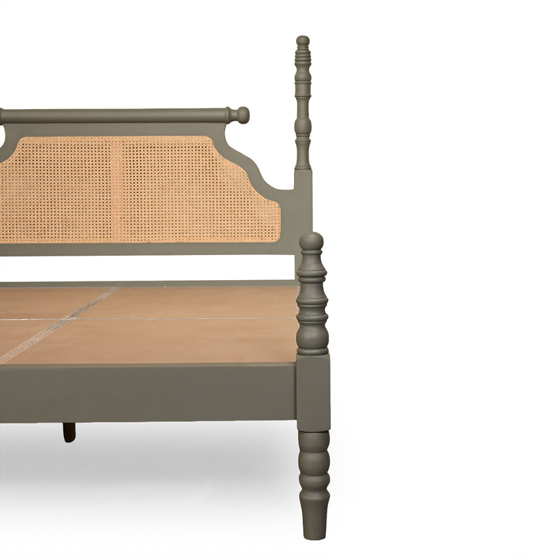 Aviora Solid Wood Bed with Rattan