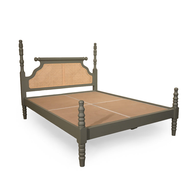 Aviora Solid Wood Bed with Rattan