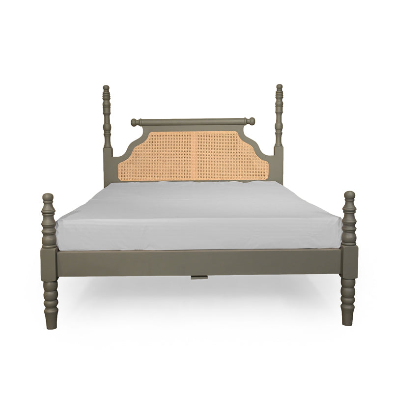 Aviora Solid Wood Bed with Rattan