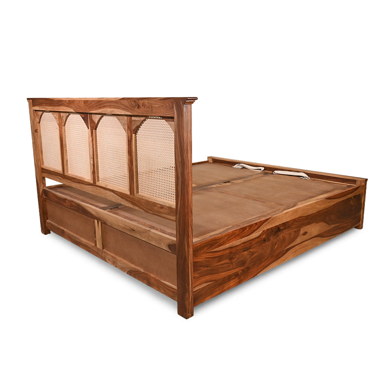 Velario Solid Sheesham Wood Bed with Storage