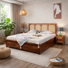 Velario Solid Sheesham Wood Bed with Storage