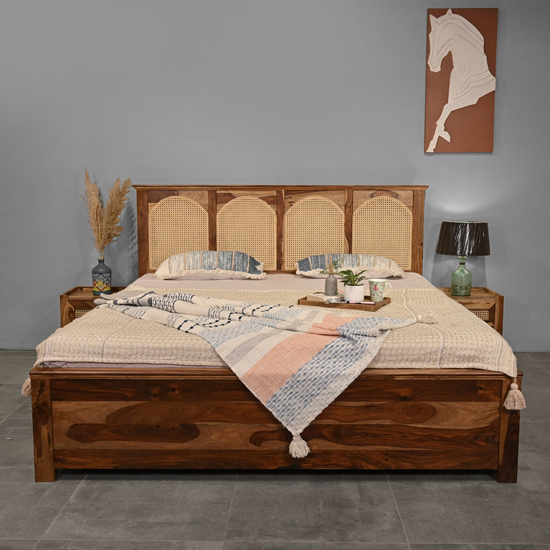 Velario Solid Sheesham Wood Bed with Storage
