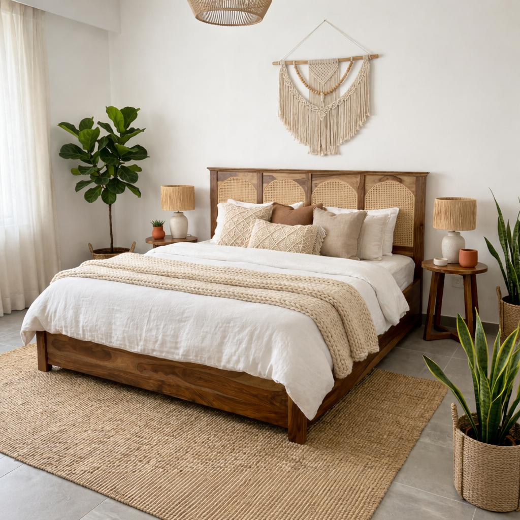 Velario Solid Sheesham Wood Bed with Storage