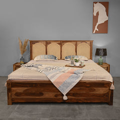 Velario Solid Sheesham Wood Bed with Storage