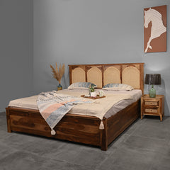 Velario Solid Sheesham Wood Bed with Storage