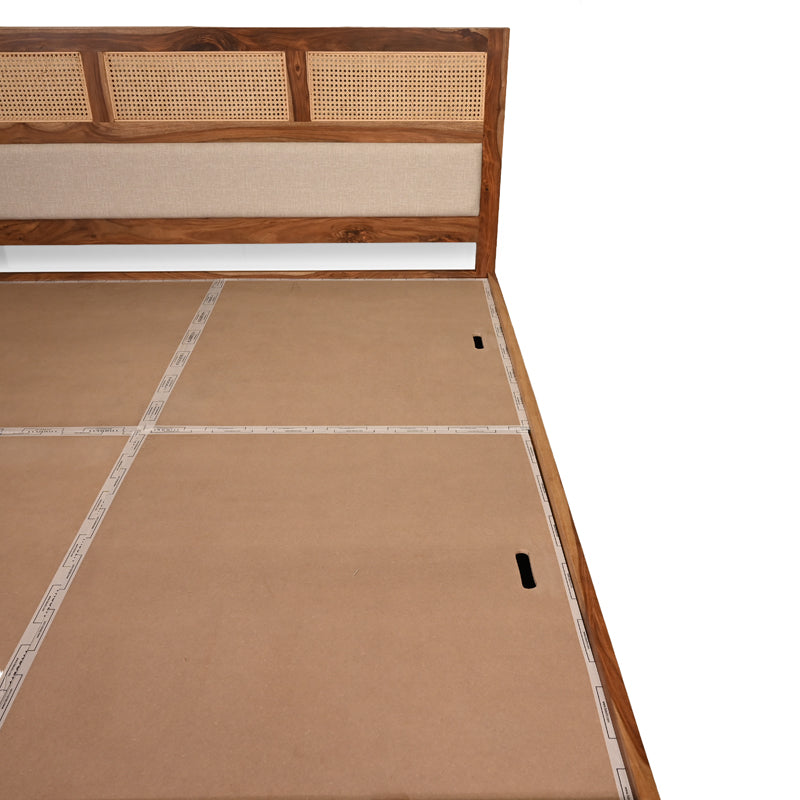 Cavaro Solid Sheesham Wood Bed with Upholstery