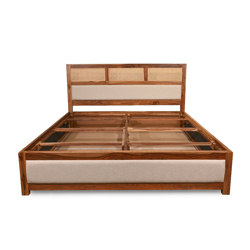 Cavaro Solid Sheesham Wood Bed with Upholstery