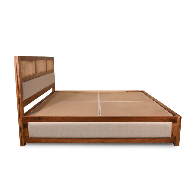 Cavaro Solid Sheesham Wood Bed with Upholstery