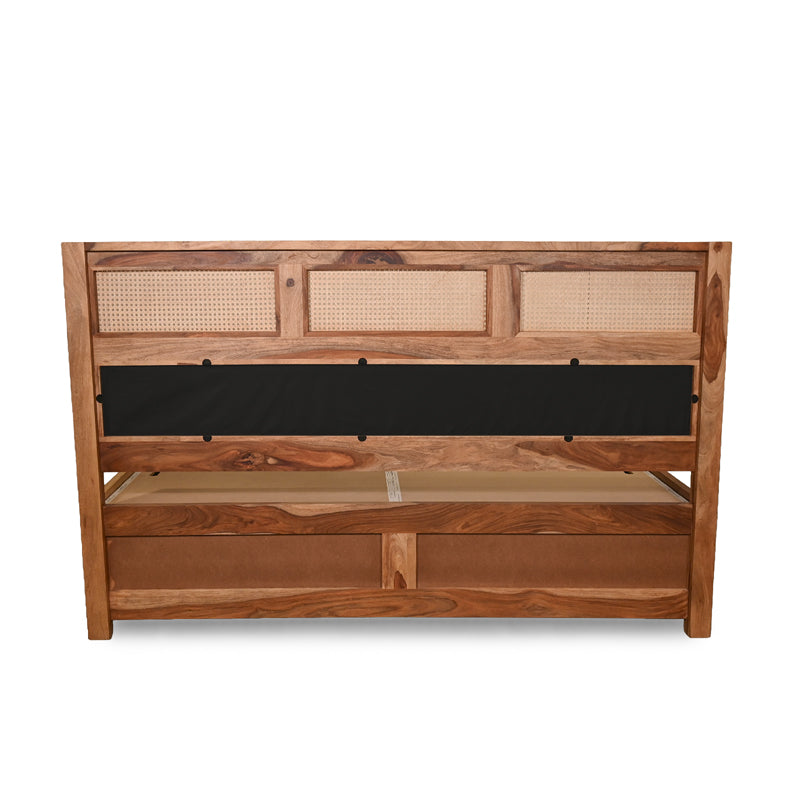 Cavaro Solid Sheesham Wood Bed with Upholstery